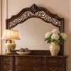 Royal Hampton Wooden Frame Mirror with Ornate Detailing, Brown By Casagear Home - 2 of 4