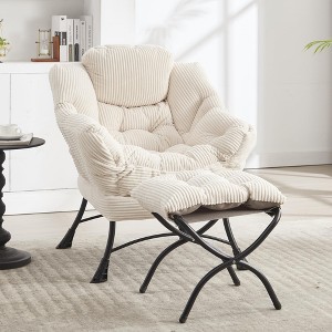 MOONMISS Accent Chair with Ottoman Set, Corduroy Upholstered Lounge Accent Chair with Armrests, Side Pockets for Bedroom, Living Room - 1 of 4