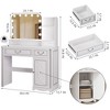 Fredees Makeup Vanity Desk: Lighted Mirror, Power Outlet, Bedroom Dressing Table, Adjustable Lights, 1 Cabinet, 2 Drawers - 2 of 4