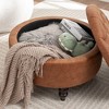 SEYNAR 29.5''Modern PU Leather Round Storage Ottoman with Wood Legs - 4 of 4