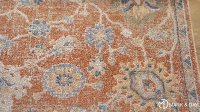 Erlanger Burnt Orange and Blue Synthetic Fur Washable Rug 2'3" x 3'9"