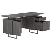 Sapphtopaz 60" Modern Computer Desk with 2 Drawers and Shelf Wood Office Desk with Metal Base and Cabinet Desk for Bedroom, Study Room, Office - 2 of 4