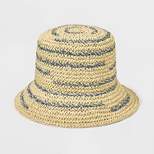 Women's Striped Straw Bucket Hat - Universal Thread™