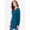 Roaman's Women's Plus Size Fine Gauge Drop Needle Henley Sweater - 3 of 4