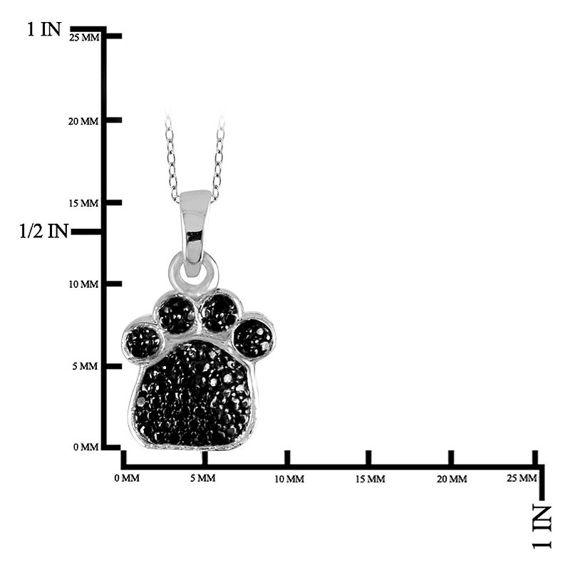 Women's Sterling Silver Accent Round-Cut Black Diamond Pave Set Paw Print Pendant (18"), 2 of 3