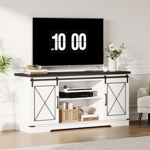 Farmhouse TV Stand for 65" TVs – Entertainment Center with Sliding Barn Doors, Adjustable Shelf & Storage Cabinet for Living Room or Bedroom - 1 of 4