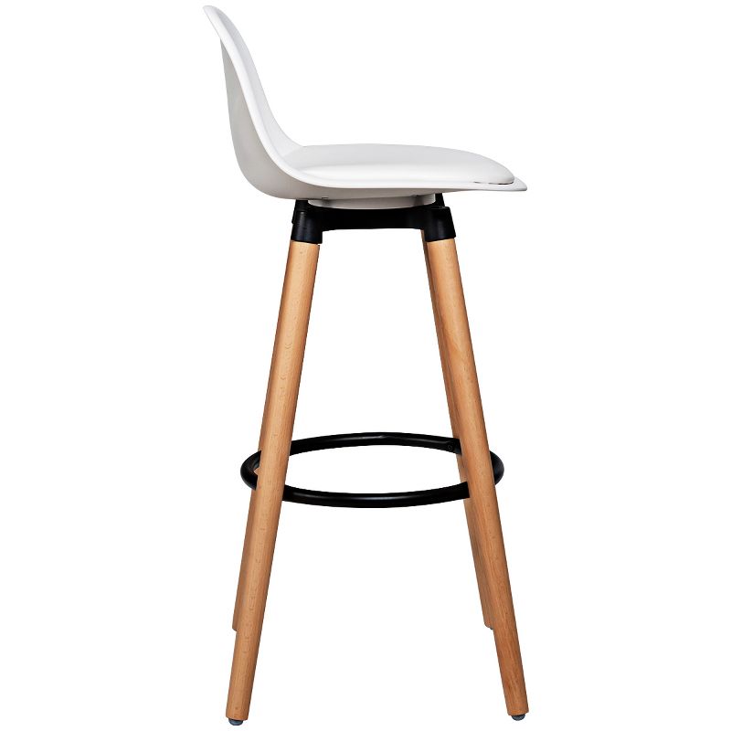 Tangkula Set of 2 Mid Century Barstool 28.5" Dining Pub Chair w/Leather Padded Seat White/Black, 4 of 6