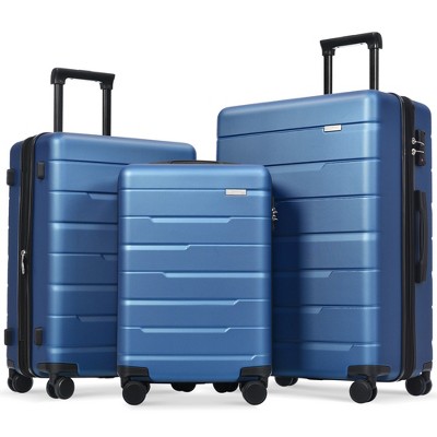 3 Pcs Expanable Luggage Set,abs Hardshell Spinner Wheel Suitcase With ...