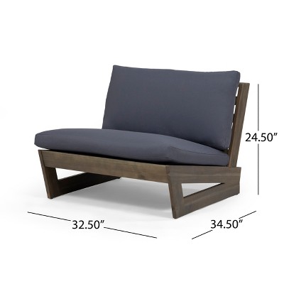 Dark Gray Acacia Wood Club Chair with Foam Cushions
