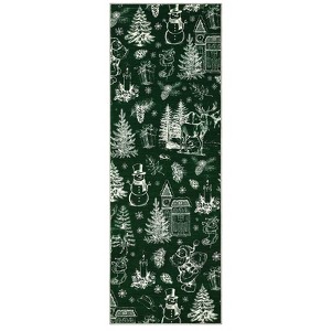 Christmas Living Room Rugs, Washable Winter Holiday Decorative Carpet, Snowman Christmas Tree Print Home Decor Rugs - 1 of 4