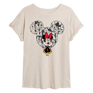 Women's - Disney - Minnie Ear Pattern Oversized Graphic T-Shirt - 1 of 4