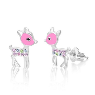 Chanteur Hypoallergenic Kids Jewelry Accessories Deer CZ White Gold Palladium Plating Stud Earrings Surgical Titanium Posts
