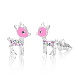 Chanteur Hypoallergenic Kids Jewelry Accessories Deer CZ White Gold Palladium Plating Stud Earrings Surgical Titanium Posts - 1 of 1