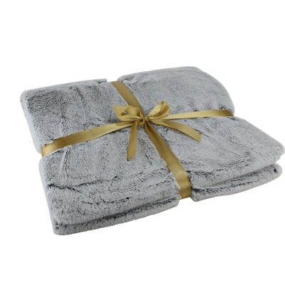 Northlight 55" x 62" Plush Faux Fur Throw Blanket - Light Gray