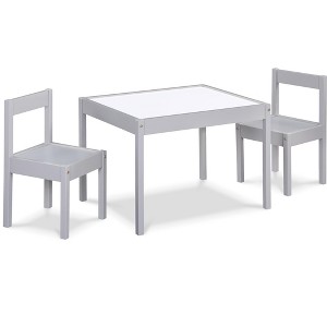 Lirago 3-Piece Kids Table and Chairs Set Children Activity Table Toddler Furniture Set Dry Erase Table with Two Chairs Gray - 1 of 4