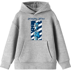 "In Tailgating We Trust" American Flag And Spatula Youth Long Sleeve Hoodie - 1 of 2