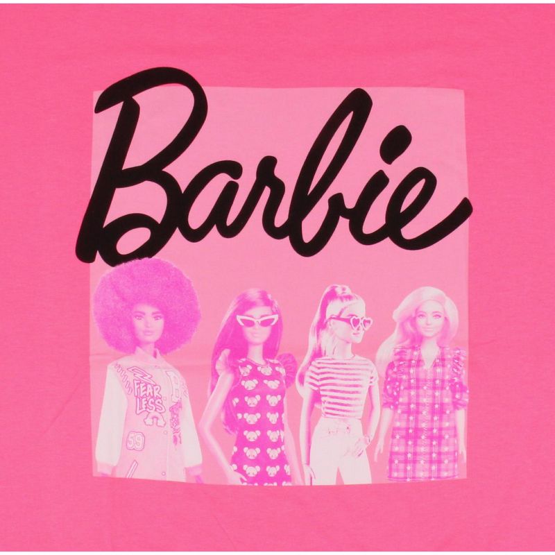 Barbie Men's Bright Hot Pink Iconic Posing Barbies Poster Style Shirt Adult, 2 of 4