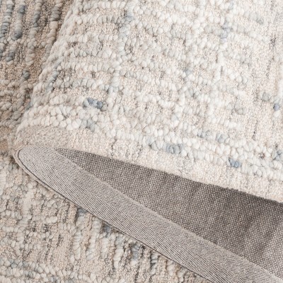 Handmade Light Blue and Ivory Abstract Wool Tufted Rug