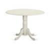 East West Furniture, 5 Piece Modern Dining Table Set Includes a Round Kitchen Table with Dropleaf and 4 Upholstered Chairs, linen white - 2 of 4
