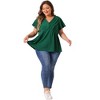 Agnes Orinda Women's Plus Size Summer V Neck Flare Short Sleeve Lace Pleated Peplum Blouses - 3 of 4