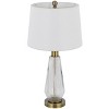 Cal Lighting Belville 100W Glass Table lamp with Taper Drum hardback Fabric Shade. Priced and Sold as Pairs - 2 of 4