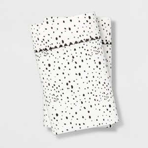 Standard 400 Thread Count Dotted Print Cotton Performance Pillowcase Set White/Black - Opalhouse