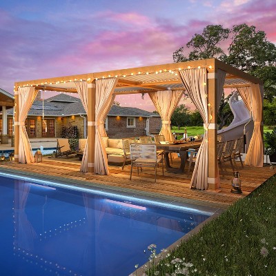 Erommy 12' x 20' Yellow Aluminum Pergola with Adjustable Roof
