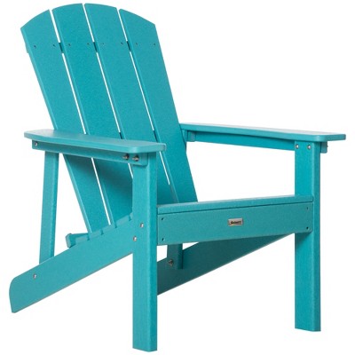 Outsunny Plastic Adirondack Chair, Outdoor Fire Pit Seating HDPE Lounger Chair with High Back and Wide Seat for Patio, Backyard, Garden