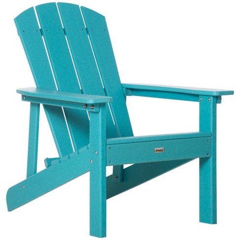 Outsunny Adirondack Chair Faux Wood Patio Fire Pit Chair Weather Resistant HDPE for Deck Outside Garden Porch Backyard Turquoise