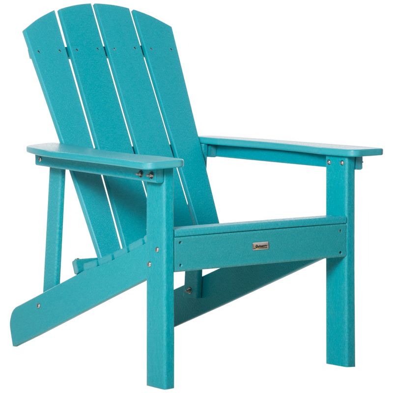 Outsunny Plastic Adirondack Chair, Outdoor Fire Pit Seating HDPE Lounger Chair with High Back and Wide Seat for Patio, Backyard, Garden, 1 of 11