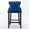 DOMETOUR Velvet Upholstered Wing-Back Barstools with Button Tufted DecorationBand Chrome Nailhead Trim Leisure Style Bar Chair Set of 2 - 2 of 4