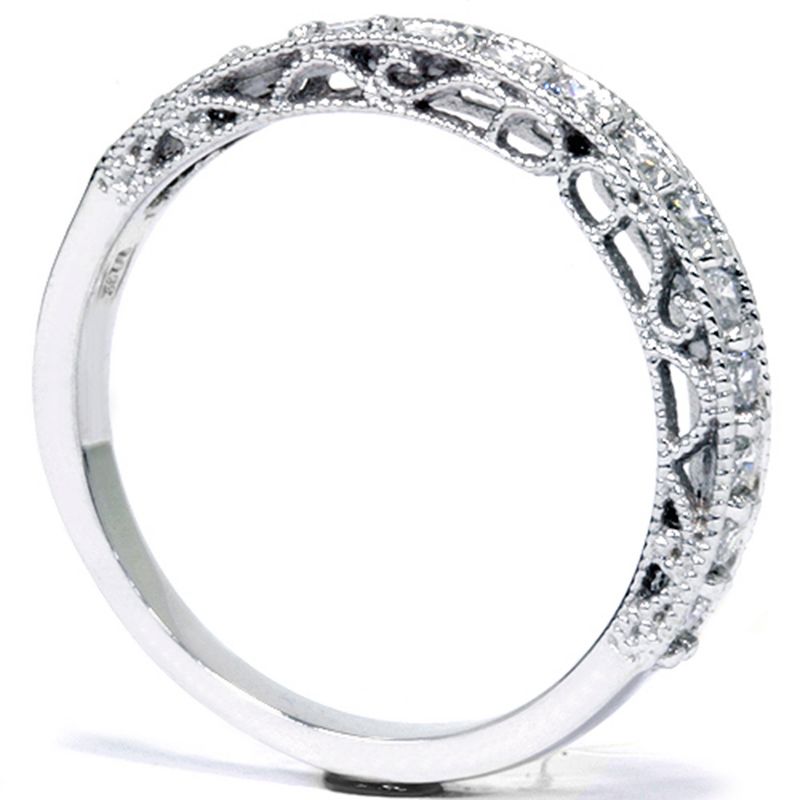 Pompeii3 1/2ct Vintage Diamond Wedding Ring 14K White Gold, 3 of 6