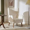 KTMBDW Mid Century Modern Accent Chair, Teddy Fabric Chairs for Living Room Upholstered Armchair with Arms for Bedroom, Apartment, Office, White - 3 of 4