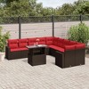 vidaXL Patio Sofa Set with Cushions and Table Outdoor 11 Piece Poly Rattan - Brown - 2 of 4
