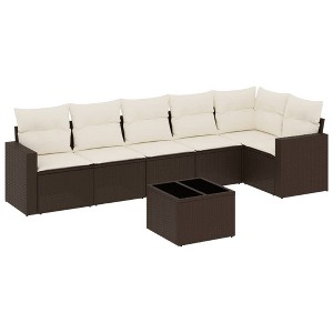 vidaXL Garden Sofa Set Brown, Cream White - 1 of 4