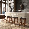 Tangkula Saddle Stools Set of 4 25.5 Inch Counter Height Stools w/ PU Leather Woven Seat Brown - 2 of 4