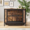 TiramisuBest Furniture Style Dog Crate Side Table on Wheels with Double Doors and Lift Top.Grey,38.58inw x 25.5ind x 27.36inh. with Grey for - 3 of 4