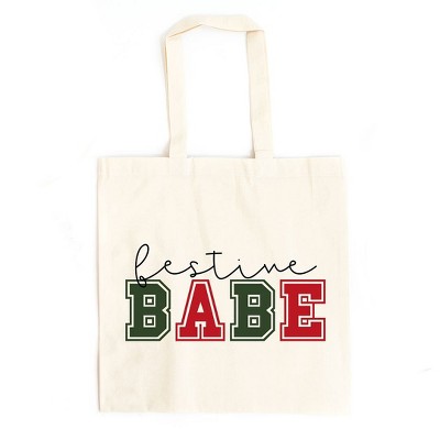 City Creek Prints Festive Babe Canvas Tote Bag - 15x16 - Natural