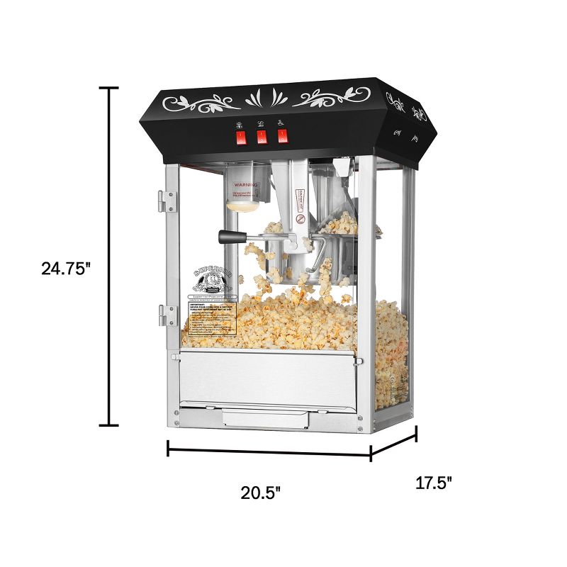 Superior Popcorn 8 oz. Antique Style Movie Night Countertop Popcorn Machine - Black, 4 of 6