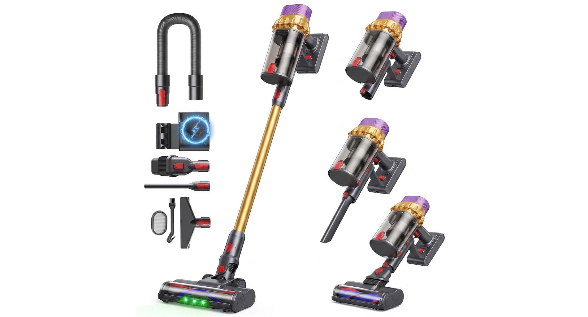Vacuum Cleaner for Home Upgraded 68KPA 600W 70Mins Stick Vacuum with Hurricane Mode, Self-Standing, Touch Screen, 1.8L Dust Cup