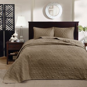 Gulches 3 Piece Queen Reversible Bedspread Set,Mocha - 1 of 4