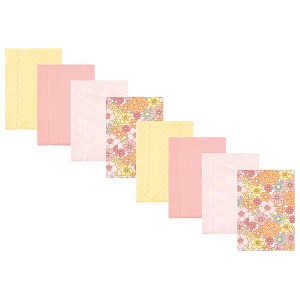 Hudson Baby Girls Cotton Poly Flannel Burp Cloths 8-Pack, One Size - 1 of 4