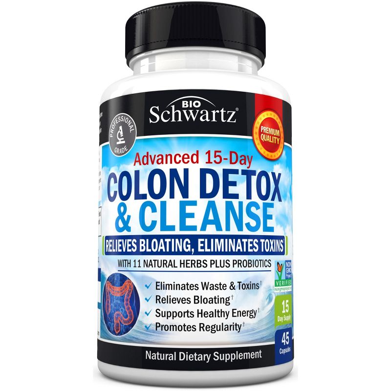 Colon Cleanse, Colon Detox and Cleanser Capsules, Bioschwartz, 45ct, 1 of 7