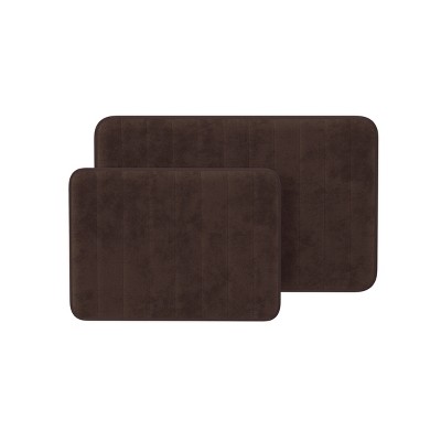 Hastings Home 2-Pc Memory Foam Bathroom Rug Set – Chocolate Brown