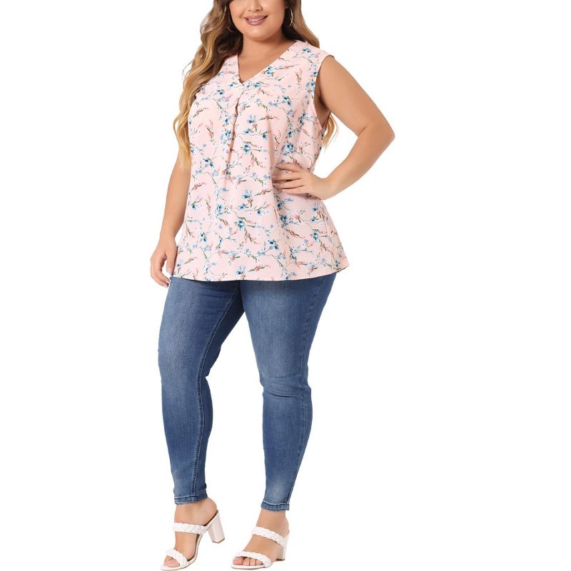 Agnes Orinda Women's Plus Size Spring Outfits Casual Floral Sleeveless Tank Tops, 2 of 5