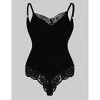 Womens V Neck Lace Trim Bodysuit Sleeveless Spaghetti Strap Going Out Tank Top - 4 of 4