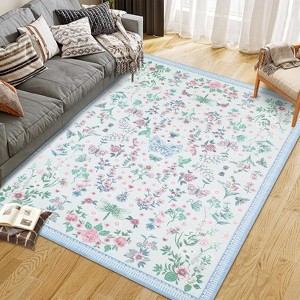 Fulvari Area Rugs,Washable Floral Area Rugs, Non-Slip and Stain Resistant Soft Throw Indoor Carpet for Dining Room Kitchen Home Decor - 1 of 4