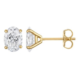 Naturalux 14K Yellow Gold 2 CT Lab Grown Diamond Solitaire Stud Earrings - 1 of 4