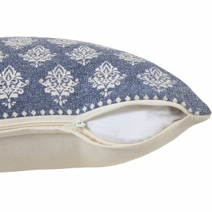 20" Indigo And White Cotton Motif Throw Pillow - 1 of 4