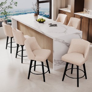 Dyonery 26" Swivel Counter Height Bar Stools with Backrests, Upholstered Seats & Wood Legs for Kitchen Island - 1 of 4